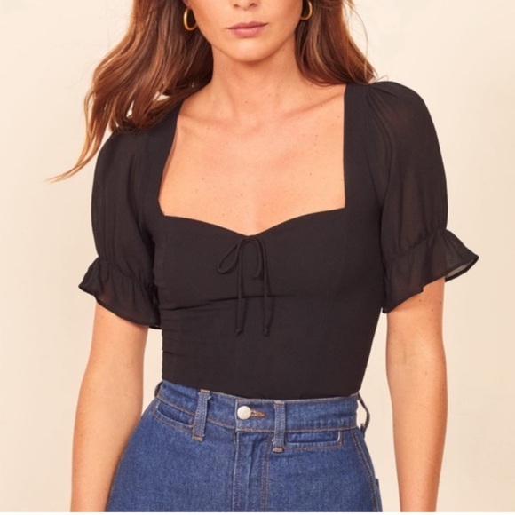 Reformation Tops - Reformation Delevan Top - Black - Size 4